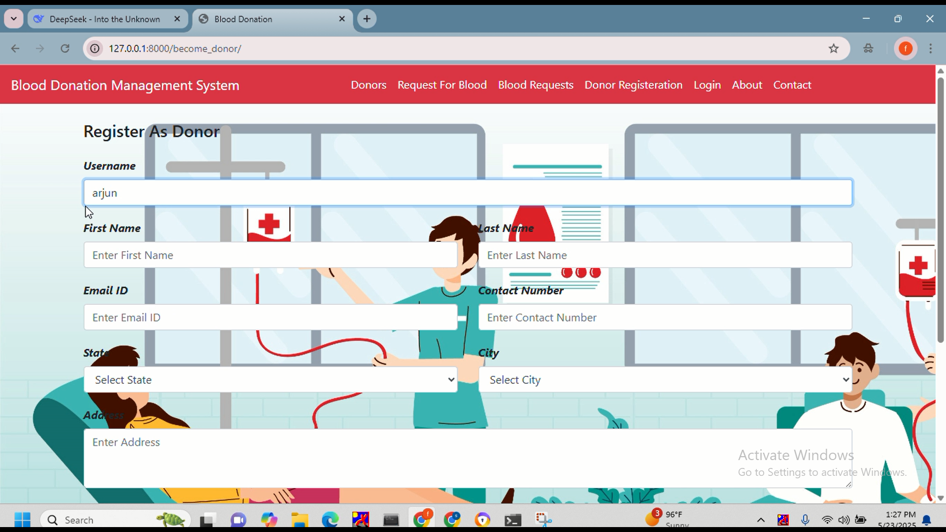 BLOOD BANK SYSTEM FOR MANAGING RECORDS OF DONORS